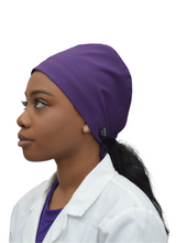 Load image into Gallery viewer, Satin Lined Scrub Cap Dark Purple
