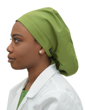 Load image into Gallery viewer, Satin Lined Scrub Bonnet Olive Green
