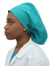 Load image into Gallery viewer, Satin Lined Scrub Bonnet Teal Green
