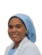 Load image into Gallery viewer, Satin Lined Scrub Bonnet Sky Blue
