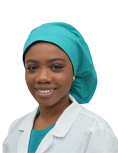 Load image into Gallery viewer, Satin Lined Scrub Bonnet Teal Green
