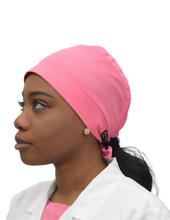 Load image into Gallery viewer, Satin Lined Scrub Cap Rose Pink
