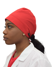 Load image into Gallery viewer, Satin Lined Scrub Cap Candy Red
