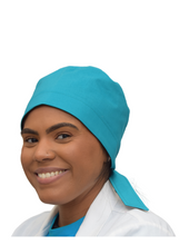 Load image into Gallery viewer, Satin Lined Scrub Cap Caribbean Blue
